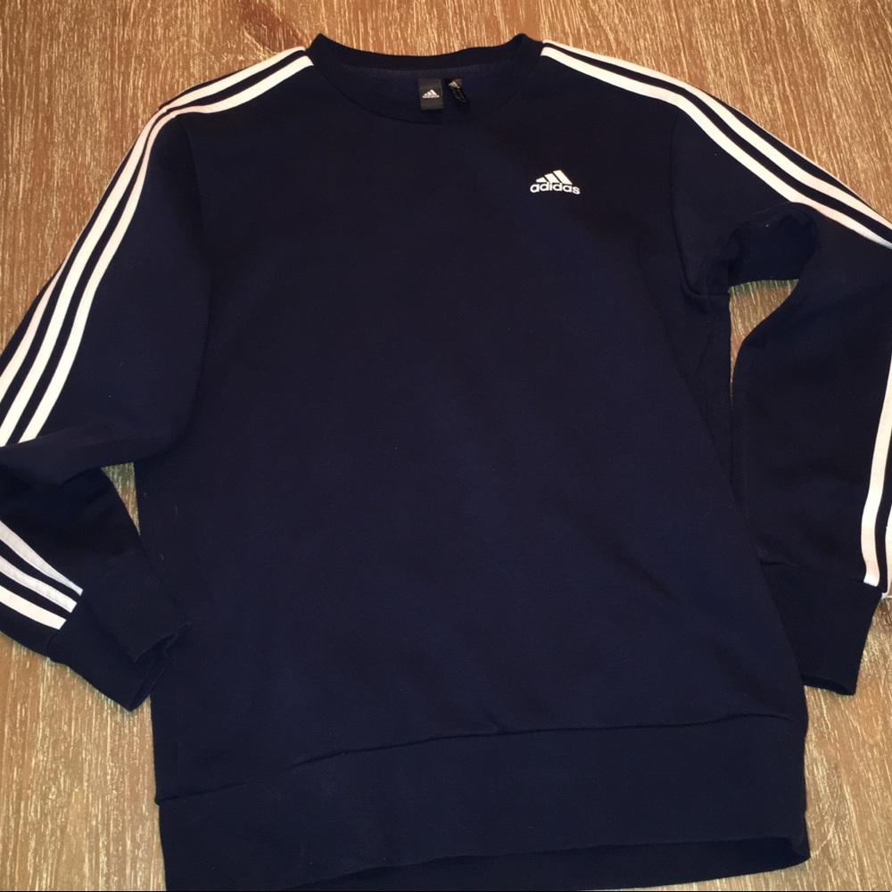Adidas Mens Navy Blue striped hoodie